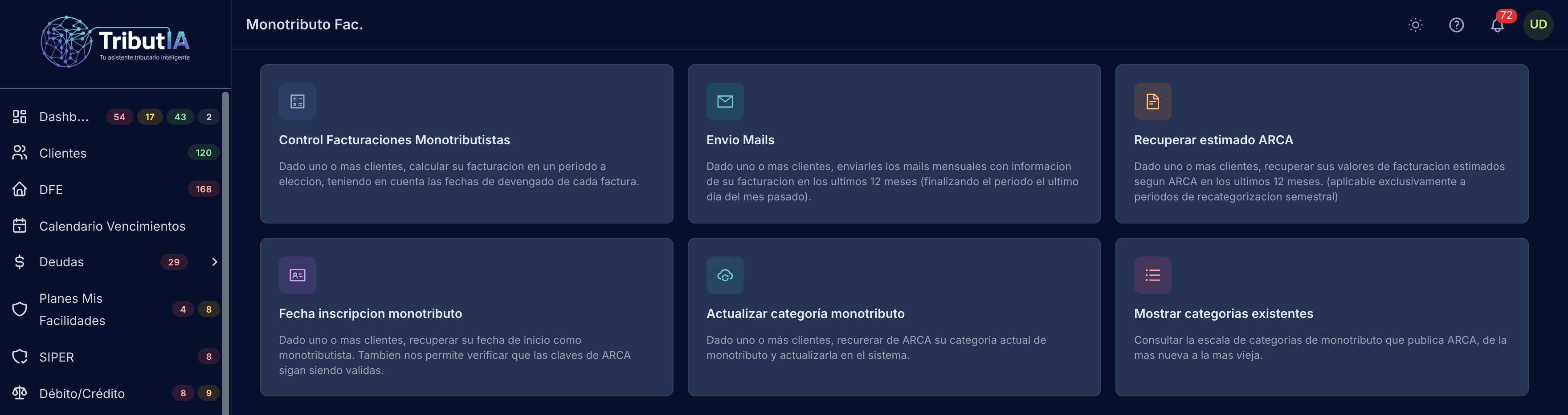 Los aplicativos del estudio para tareas sobre varios clientes